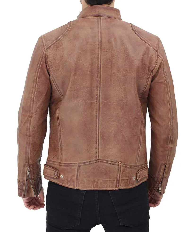 Cafe Racer Dodge Distressed Leather Jacket