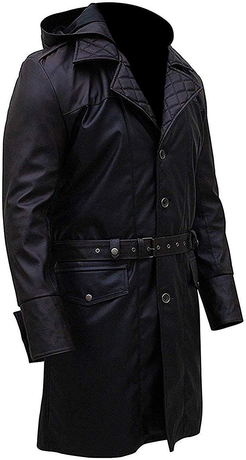 Assassins Unity Syndicate Ninja Jacob Frye Jacket Black Leather Trench Coat