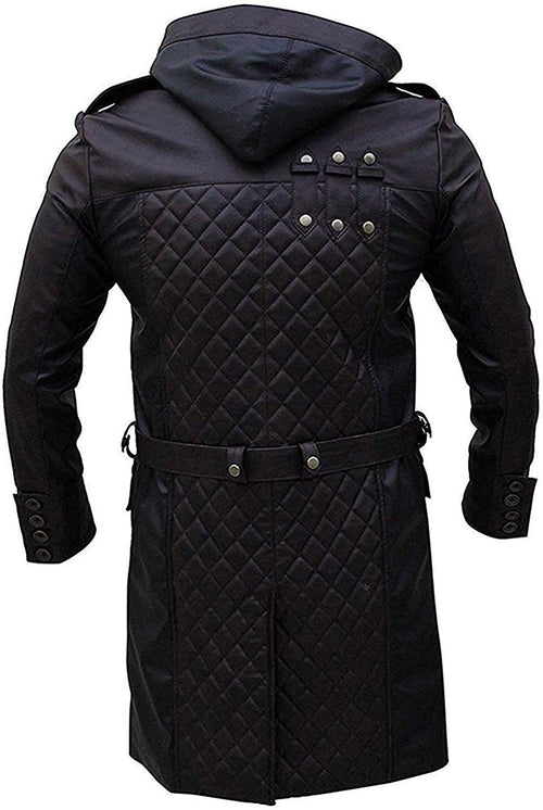 Assassins Unity Syndicate Ninja Jacob Frye Jacket Black Leather Trench Coat