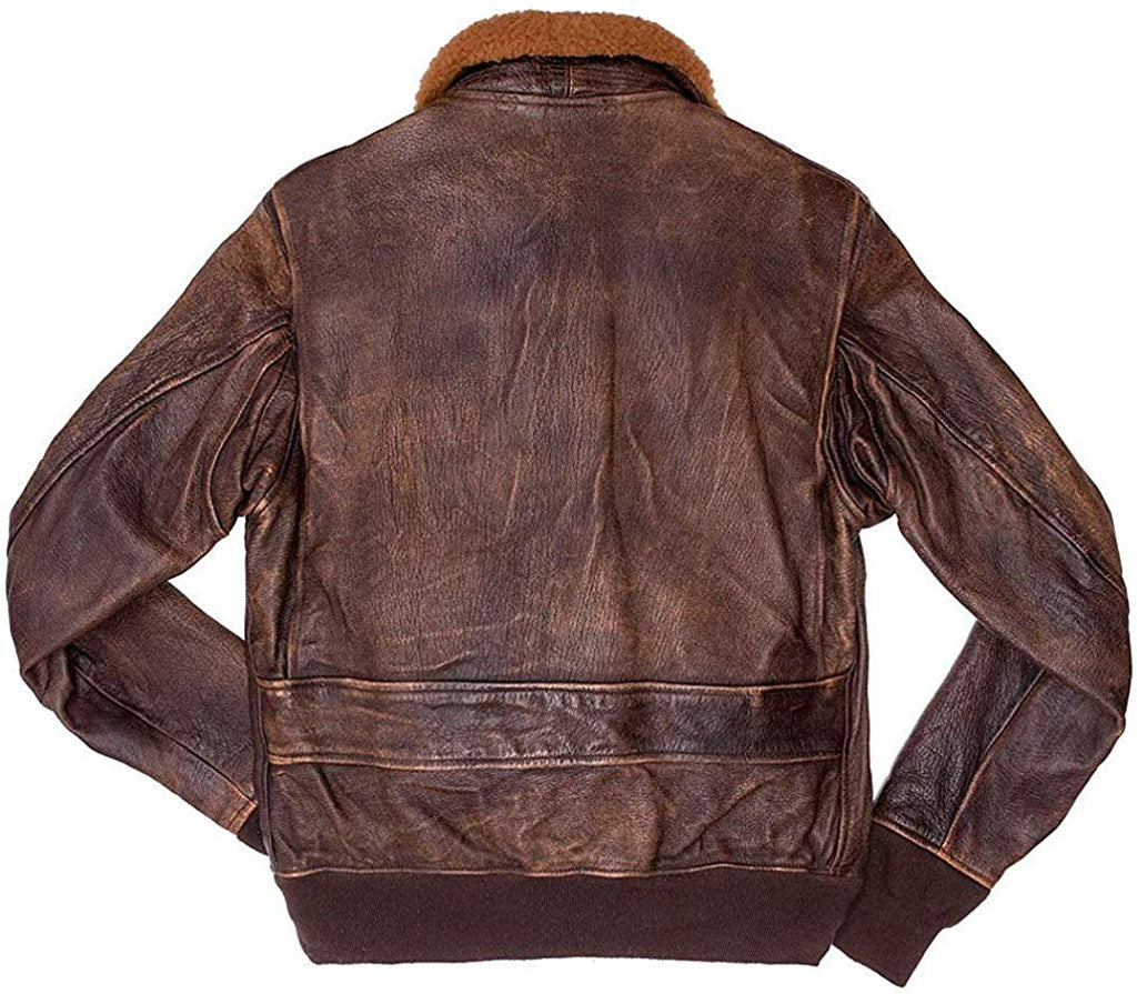 Aviator G-1 Flight Jacket Distressed Brown Real Leather Bomber Jacket