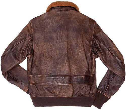 Aviator G-1 Flight Jacket Distressed Brown Real Leather Bomber Jacket