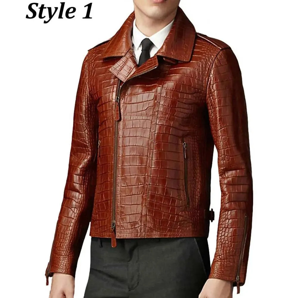 Biker Croc Alligator Leather Jacket