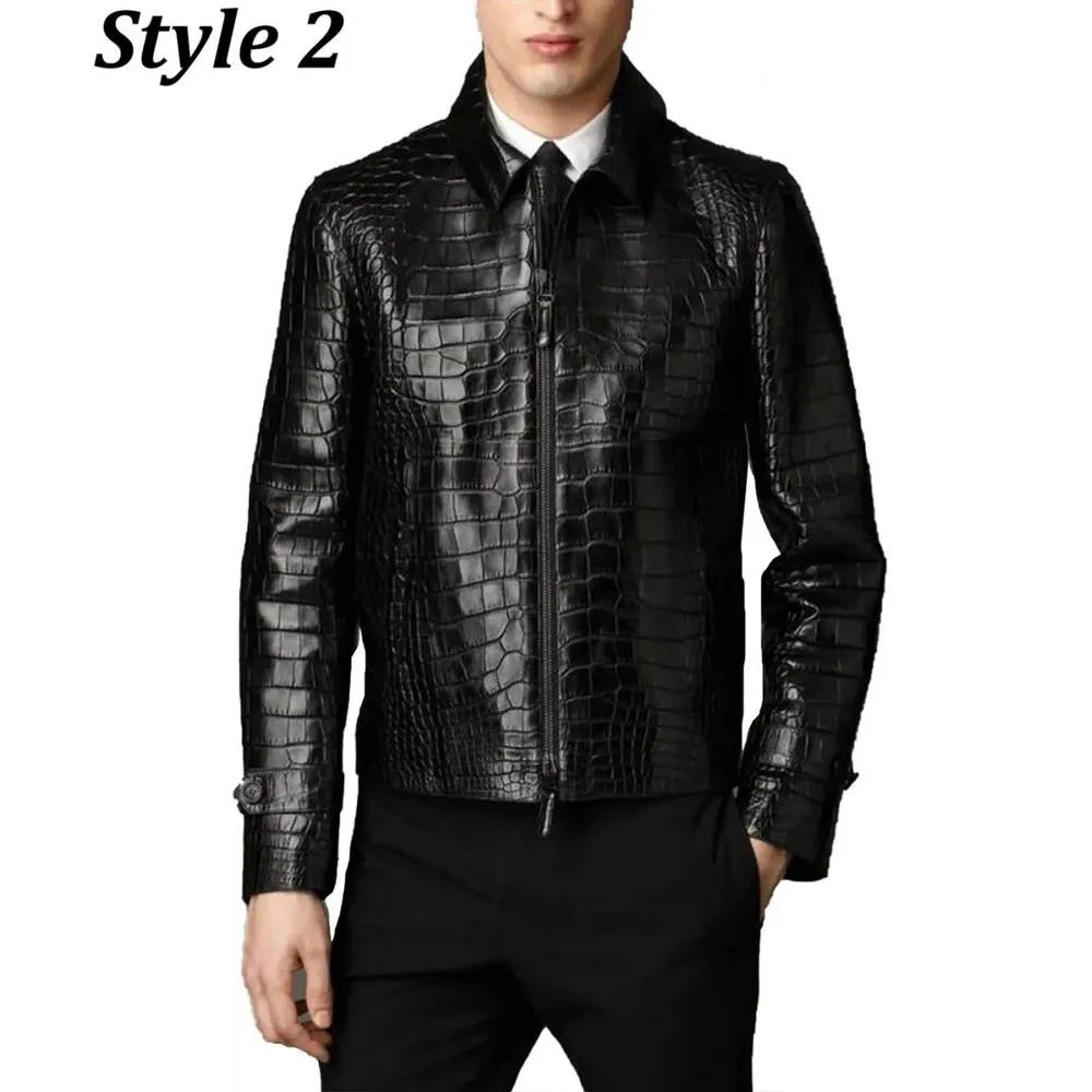 Biker Croc Alligator Leather Jacket