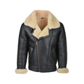 B3 Black Shearling Bomber Leather Jacket