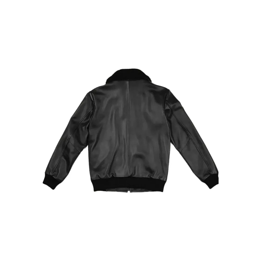 G-1 Flight Black Leather Bomber Jacket