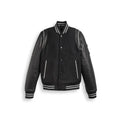 Black Bomber Leather Jacket With Stripes