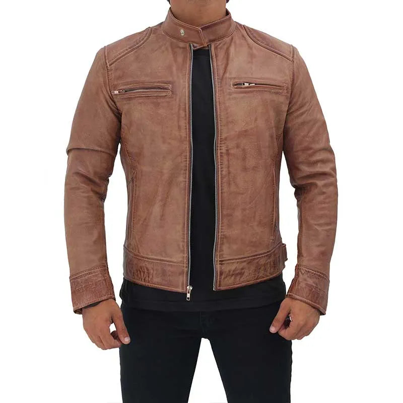 Cafe Racer Dodge Distressed Leather Jacket