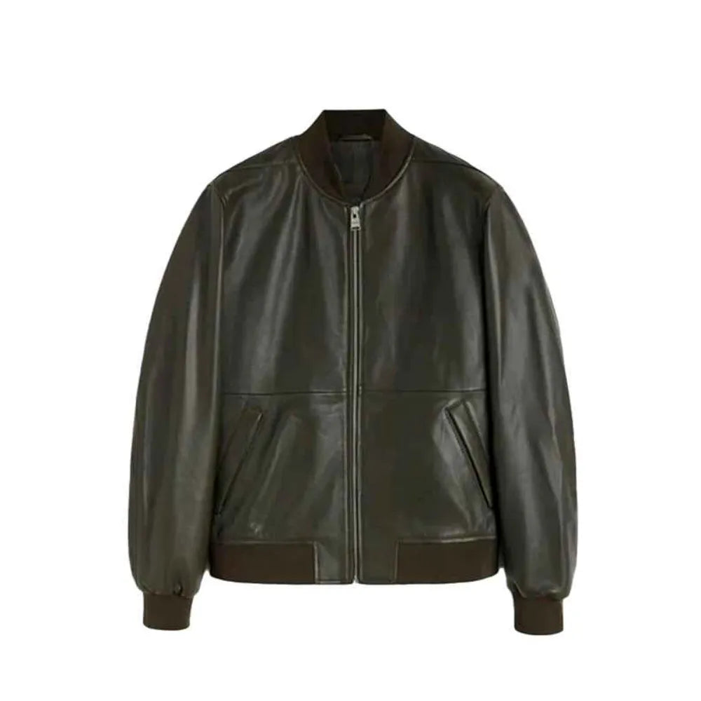 Men Classic Bomber Leather Jacket