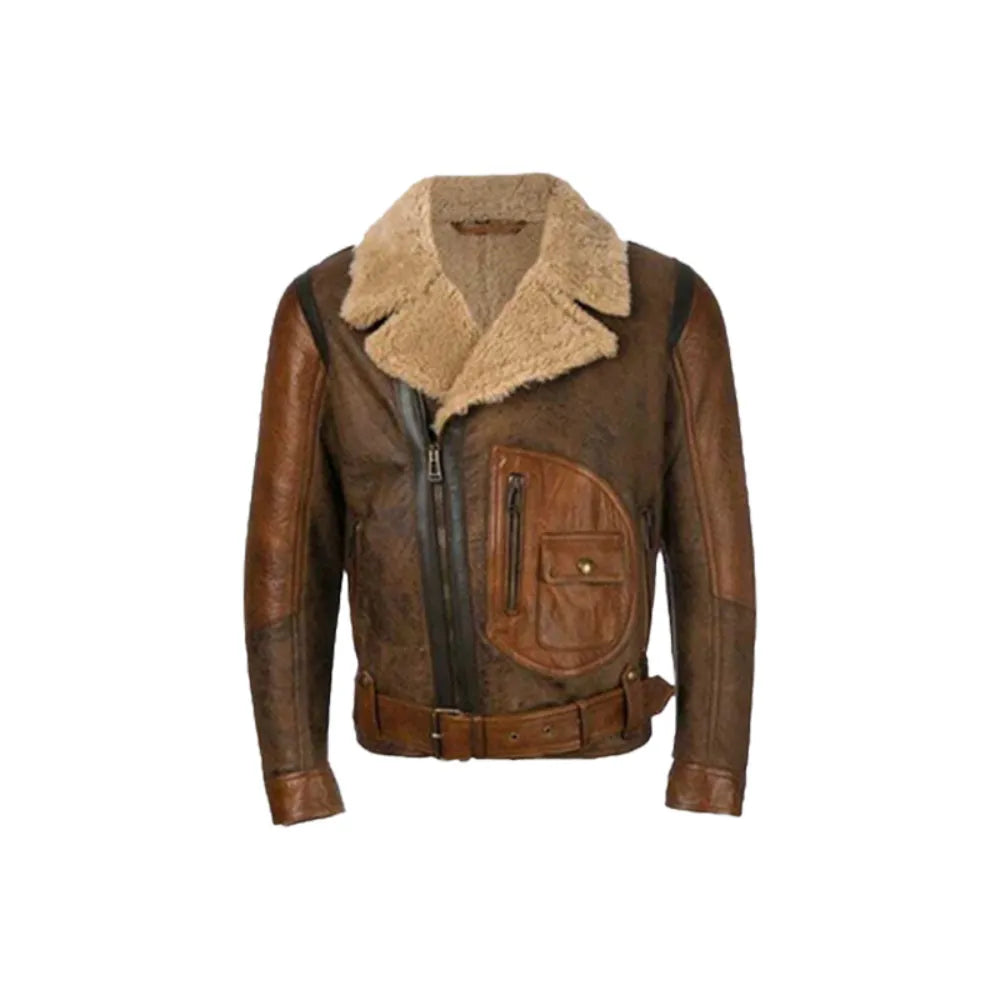 Mens RAF B3 Aviator Leather Bomber Flying Jacket