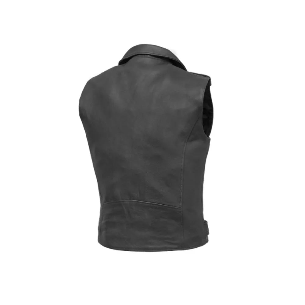 Mens Black Biker Leather Vest