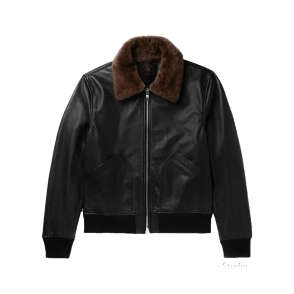 Mens Black Fur Shearling Jacket
