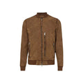 Mens Brown Suede Leather Bomber Jacket