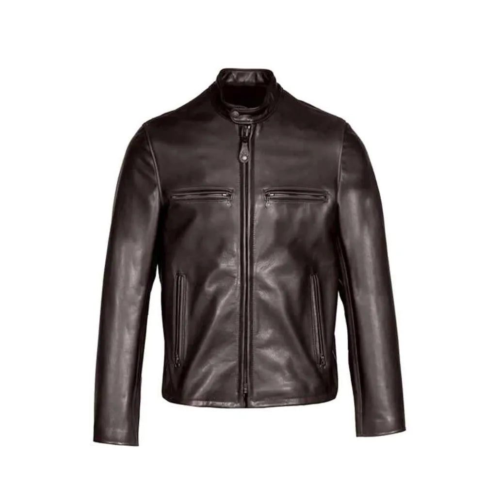 Cafe Racer Distressed Leather Jacket