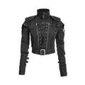 Womens Black Studded Military Cropped Jacket