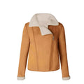 Womens Brown Suede Leather Shearling Jacket